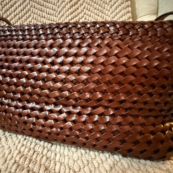 Authentic Fossil 1954 Woven Brown Leather Crossbody Adjustable strap 75082 - Picture 4 of 10